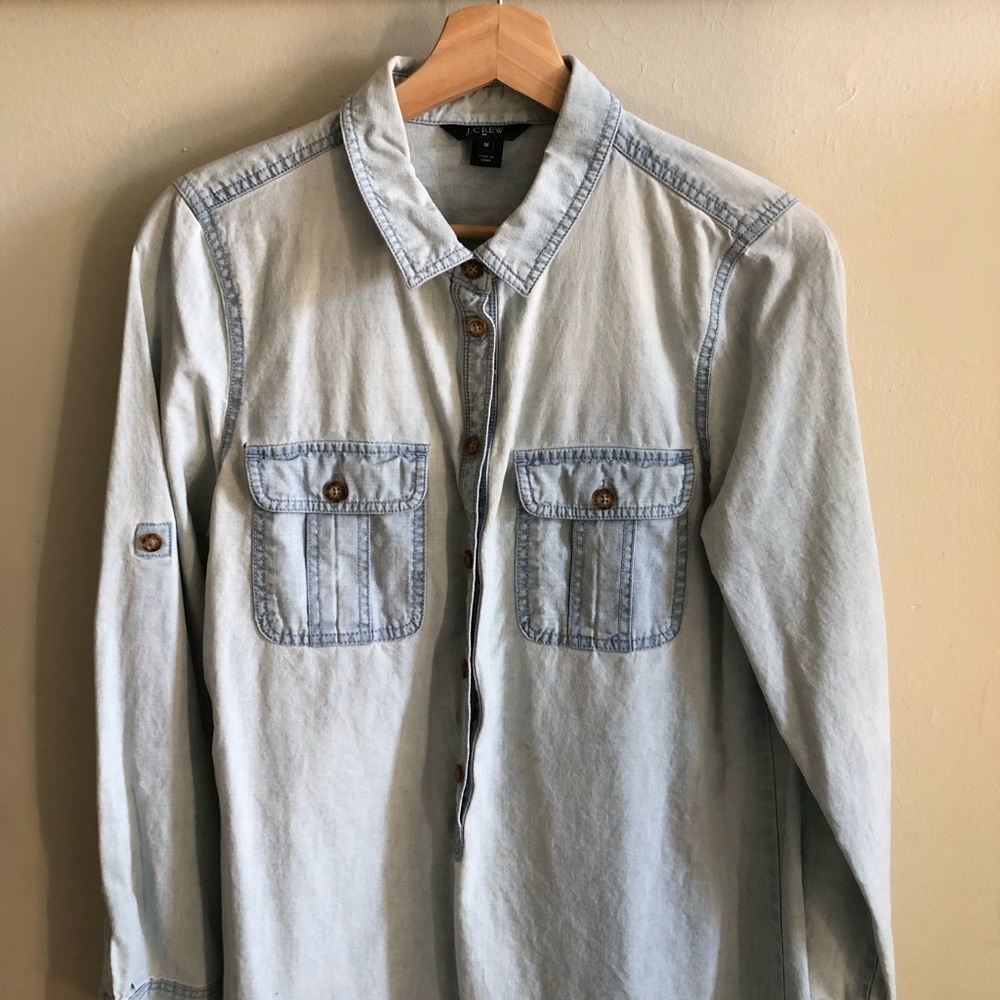 J. Crew Light Wash Denim Long Sleeve Dress
